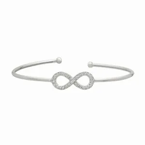 0.40 Carat Natural Diamond Infinity Bangle Bracelet 14K White Gold