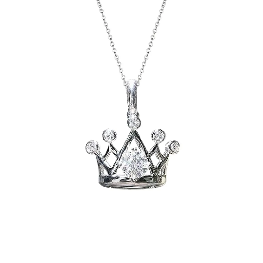 1.0 Ct Round Cut Diamond Crown Necklace