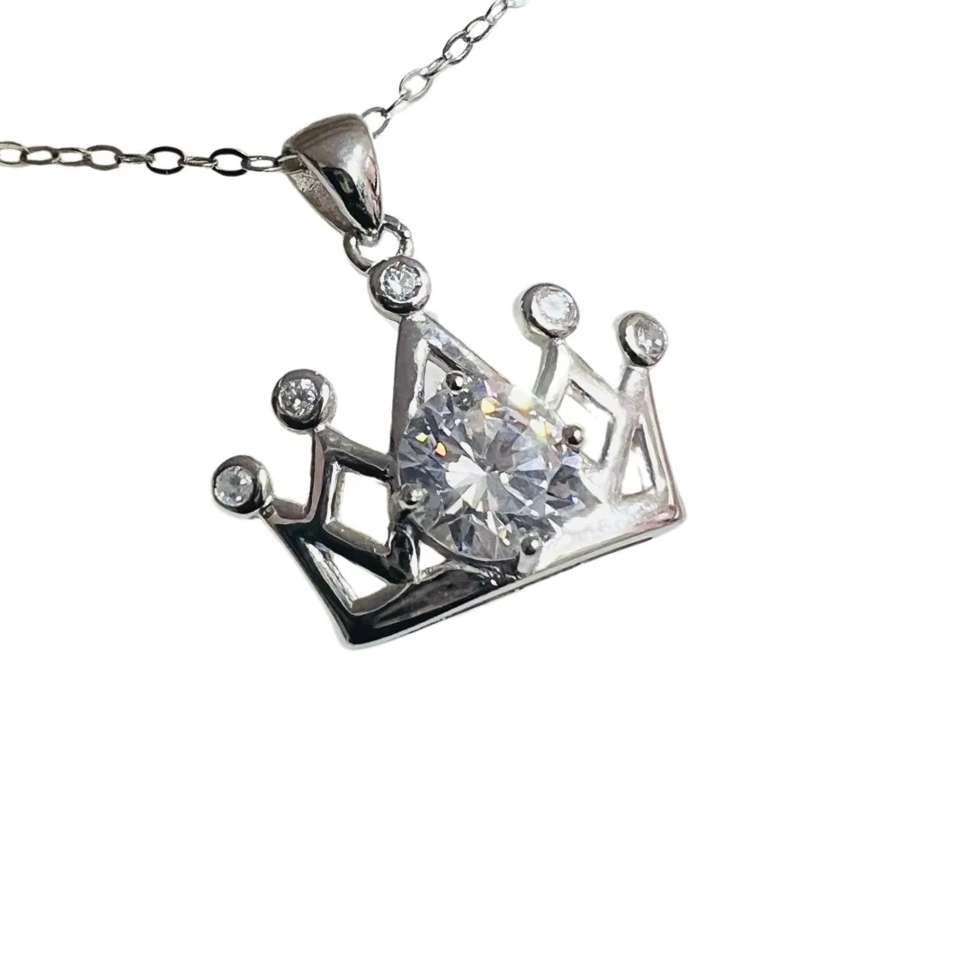 1.0 Ct Round Cut Diamond Crown Necklace