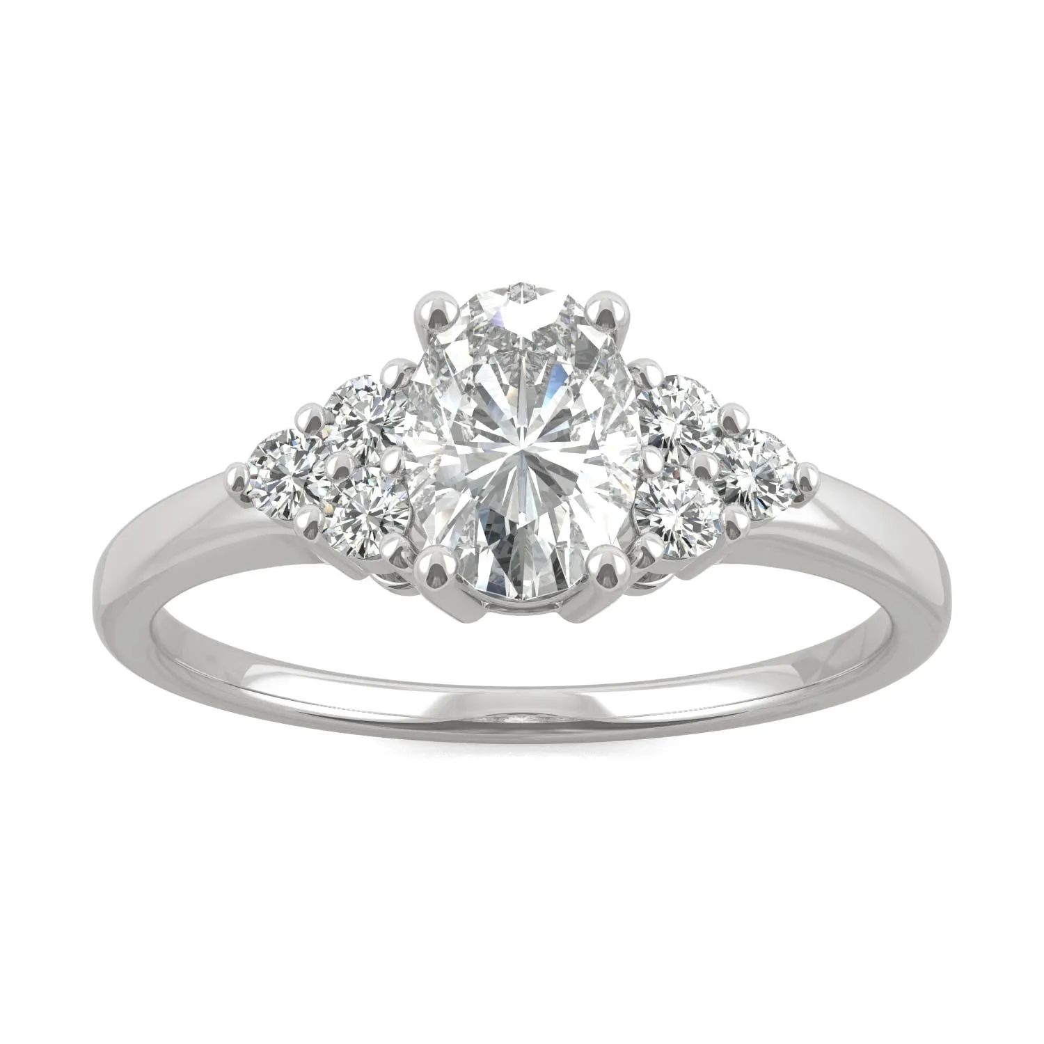 1.08 CTW DEW Oval Moissanite Engagement Ring in 14K White Gold