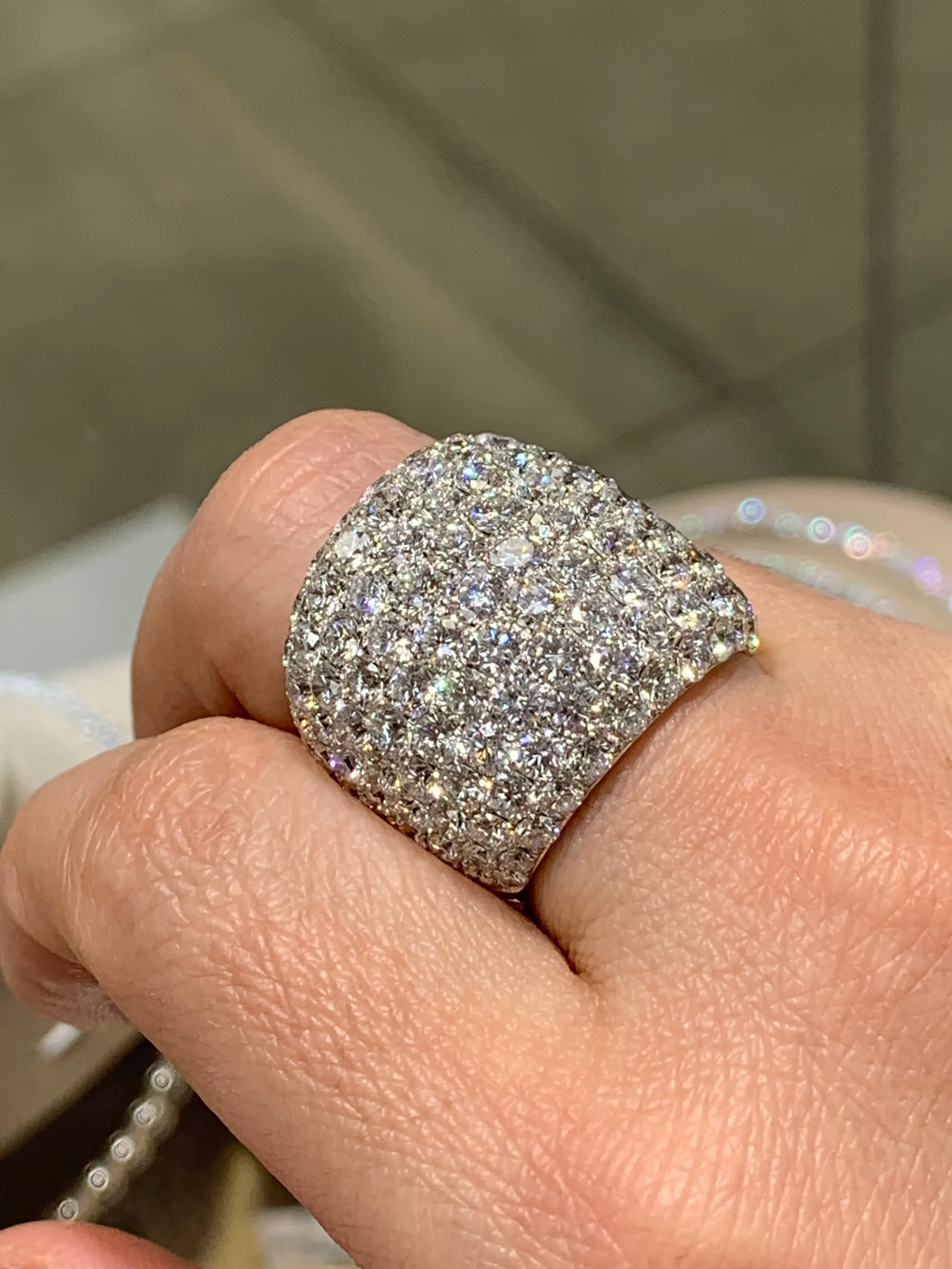 10.82ct tw Diamond Nine Row Pave Statement Ring