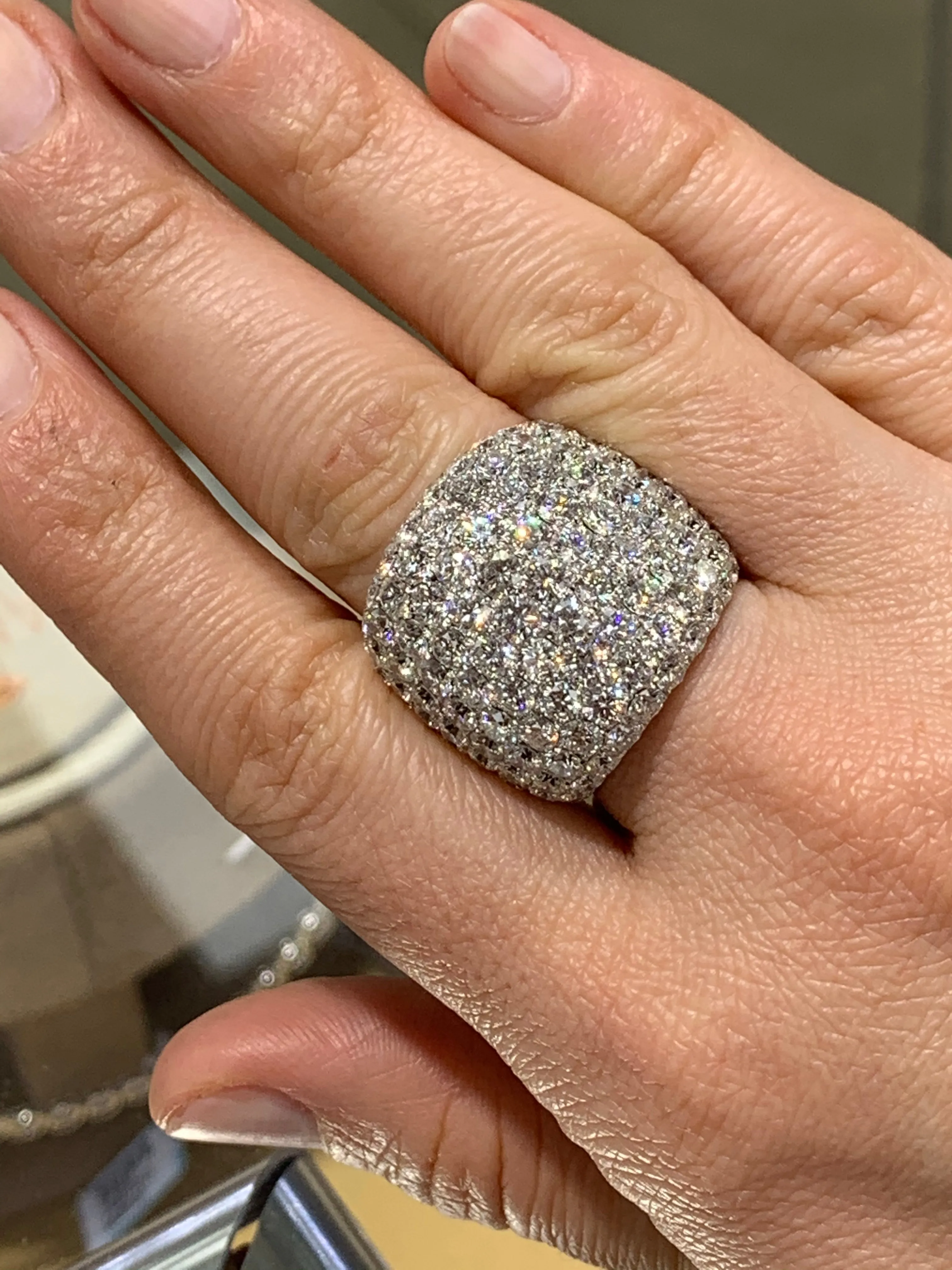 10.82ct tw Diamond Nine Row Pave Statement Ring