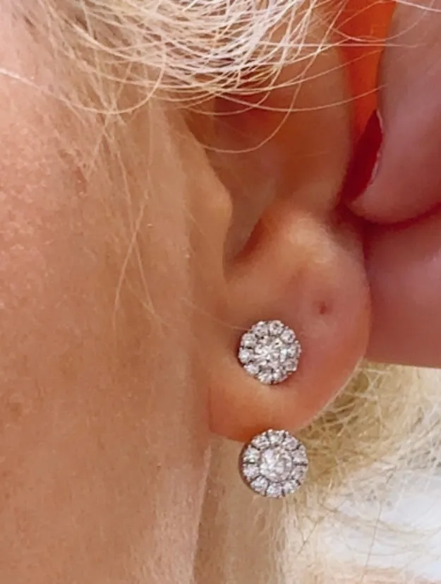 1.25ct tw Diamond Cluster Stud Earrings with Jacket