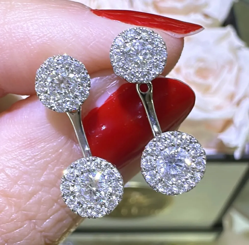 1.25ct tw Diamond Cluster Stud Earrings with Jacket