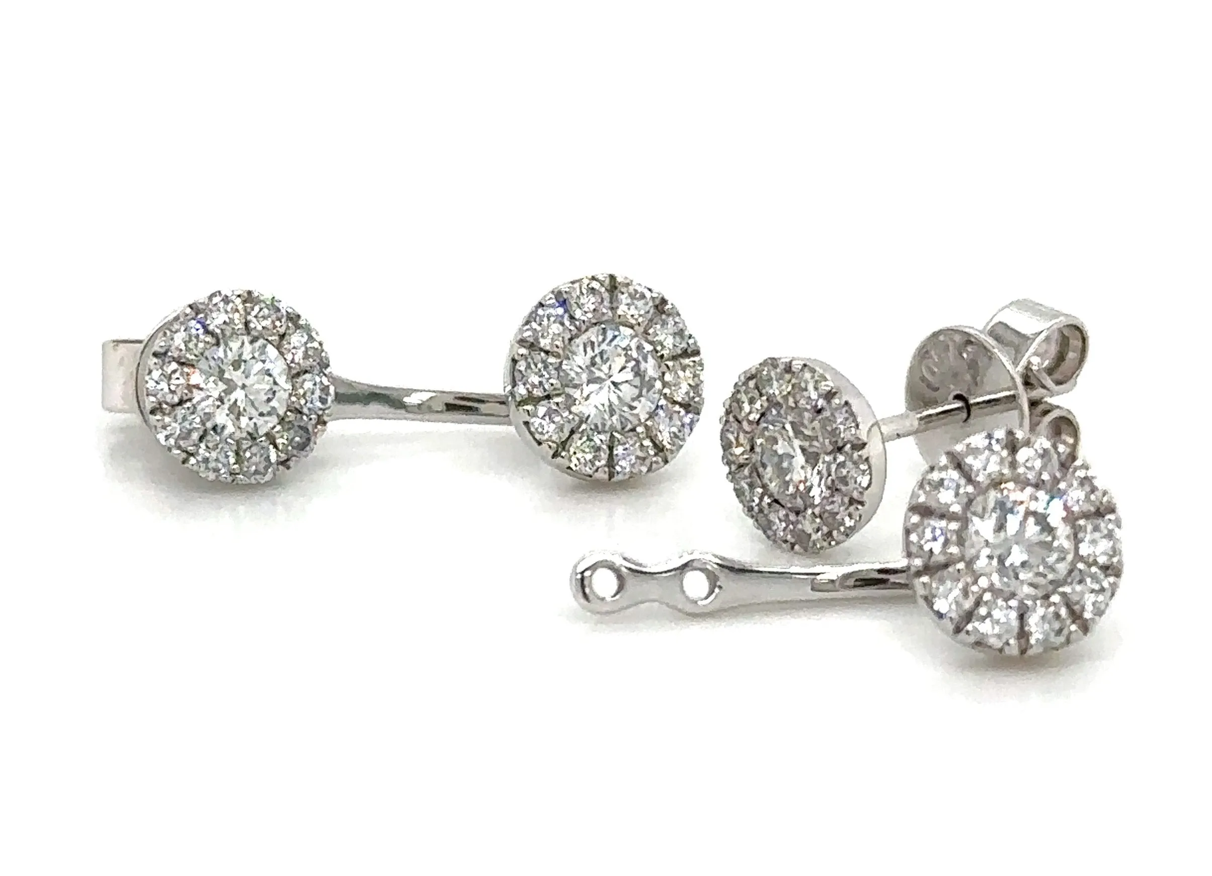1.25ct tw Diamond Cluster Stud Earrings with Jacket