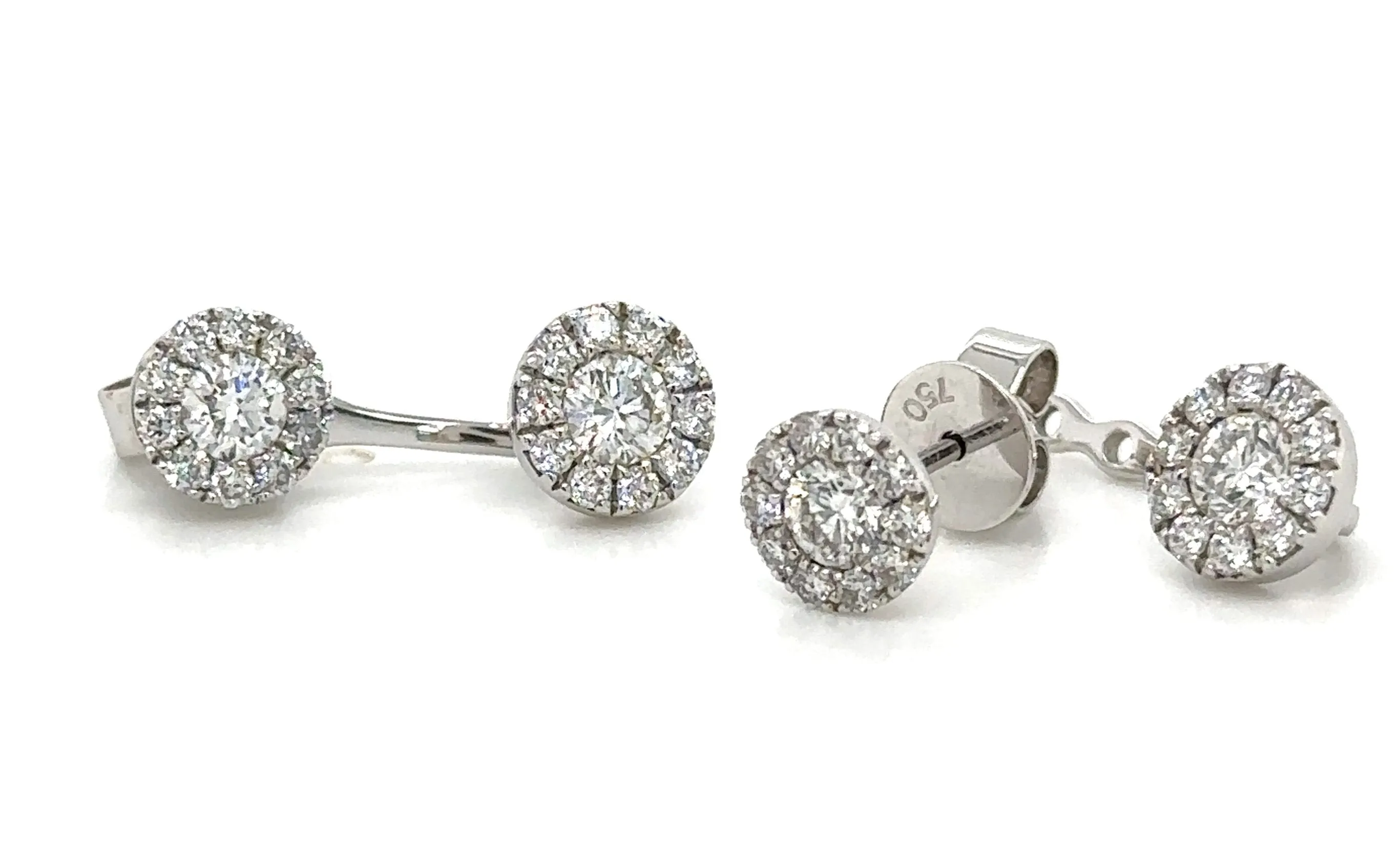 1.25ct tw Diamond Cluster Stud Earrings with Jacket