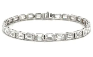 14.65carat Lab Diamond Emerald-cut East West Statement Tennis Bezel-set Bracelet
