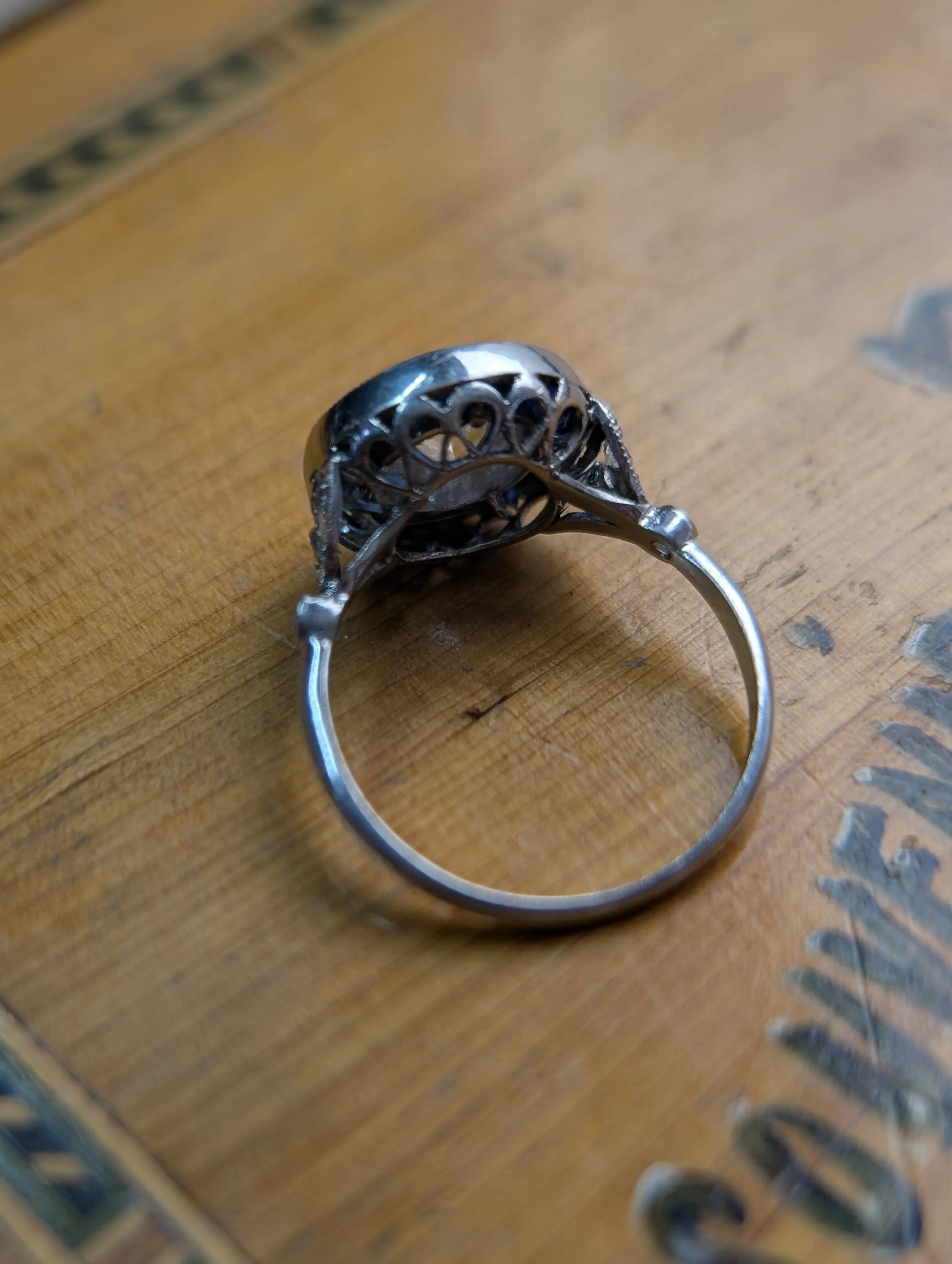1.4ct LAB grown OEC in vintage target platinum setting