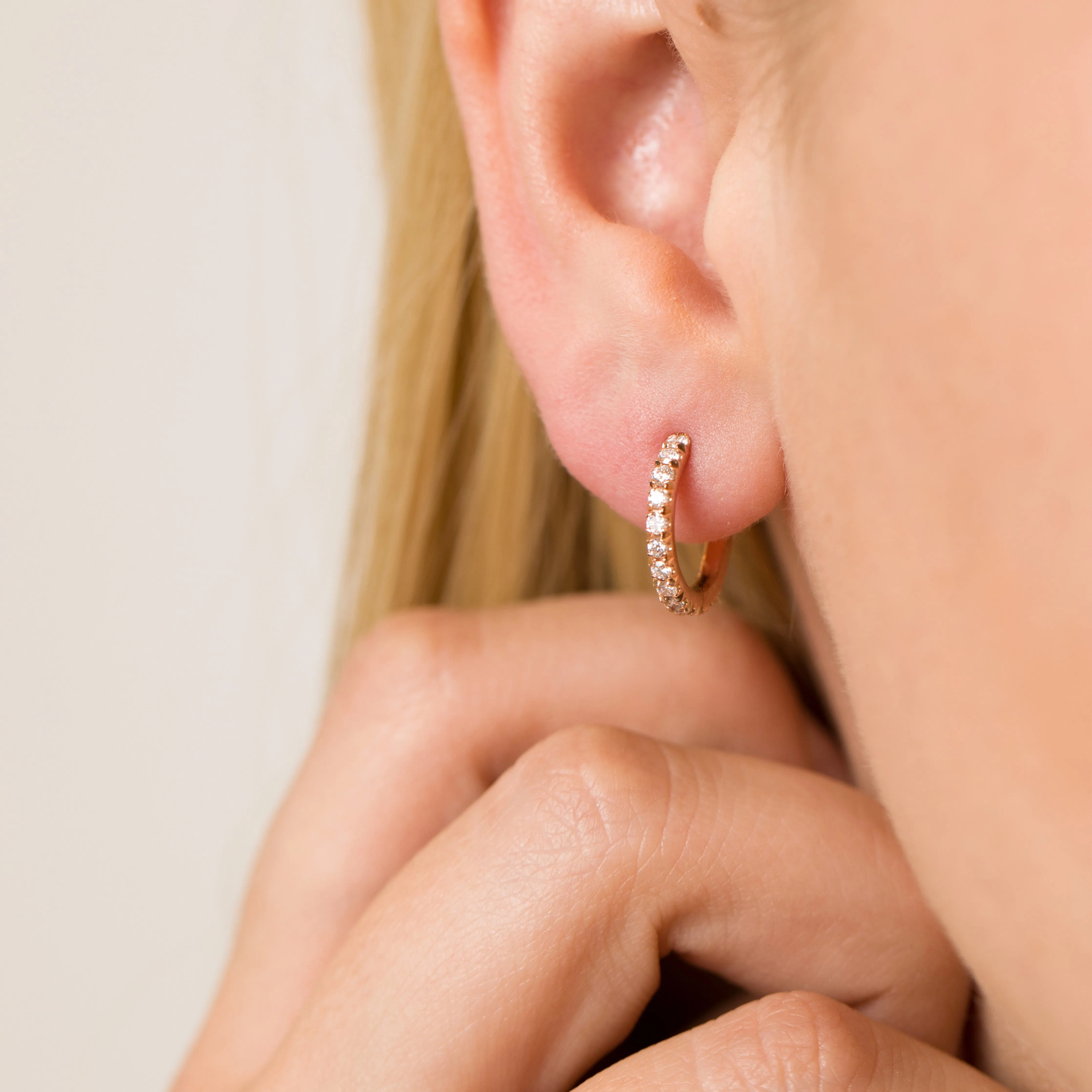 14K Diamond Hoops