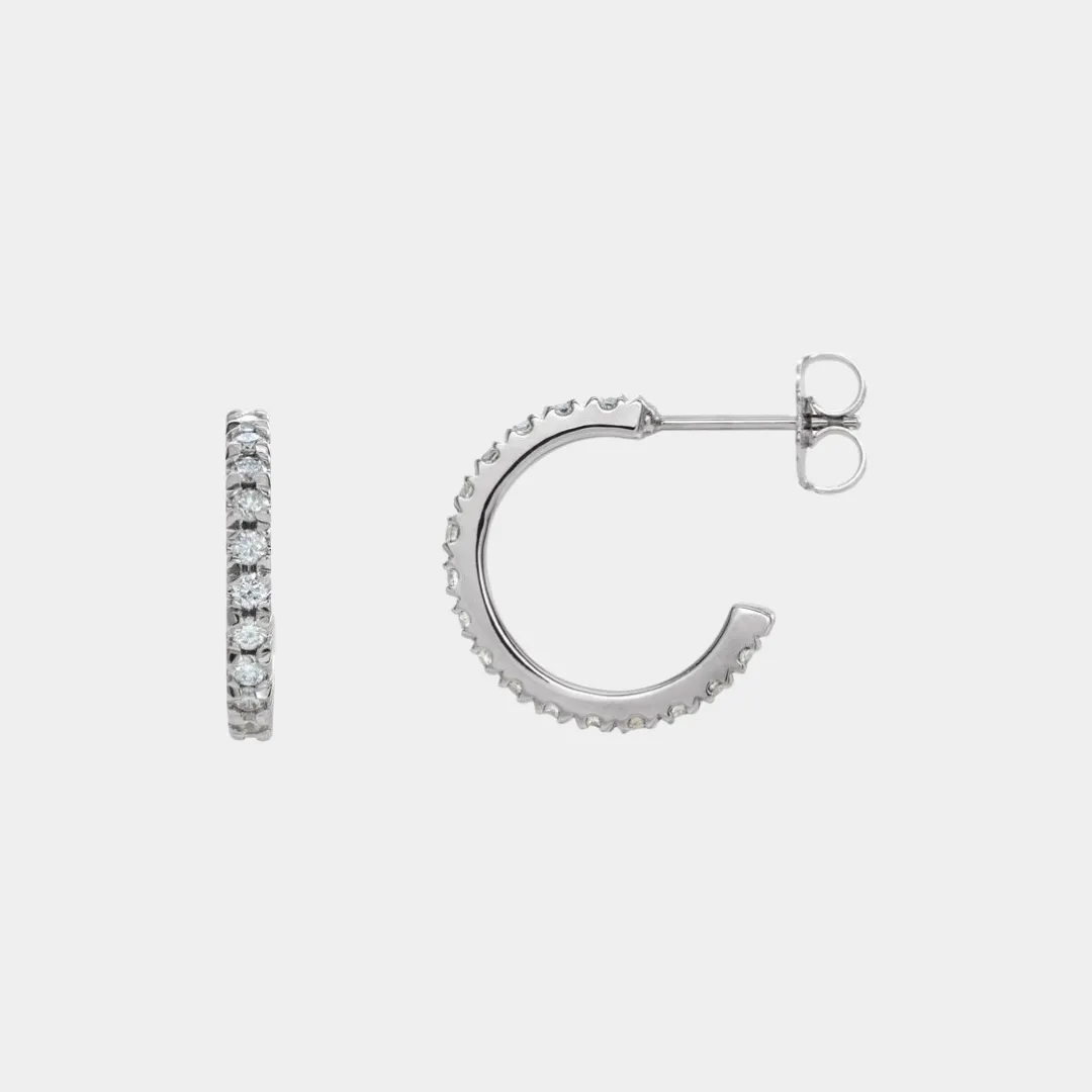 14K Diamond Hoops