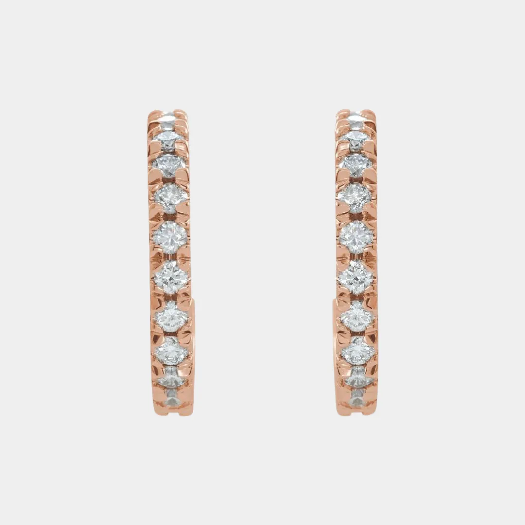 14K Diamond Hoops