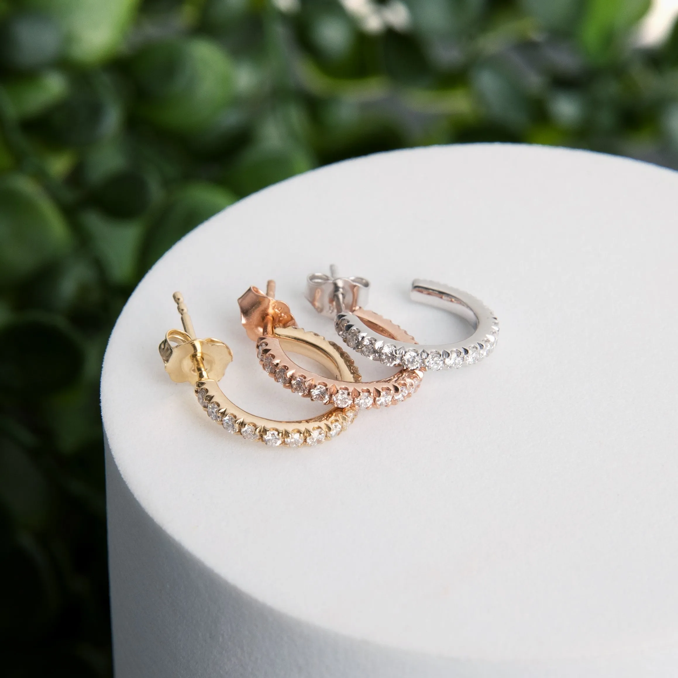 14K Diamond Hoops
