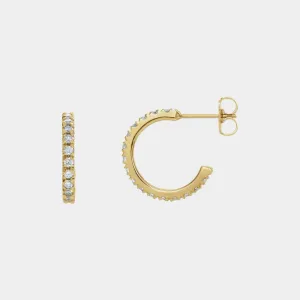 14K Diamond Hoops