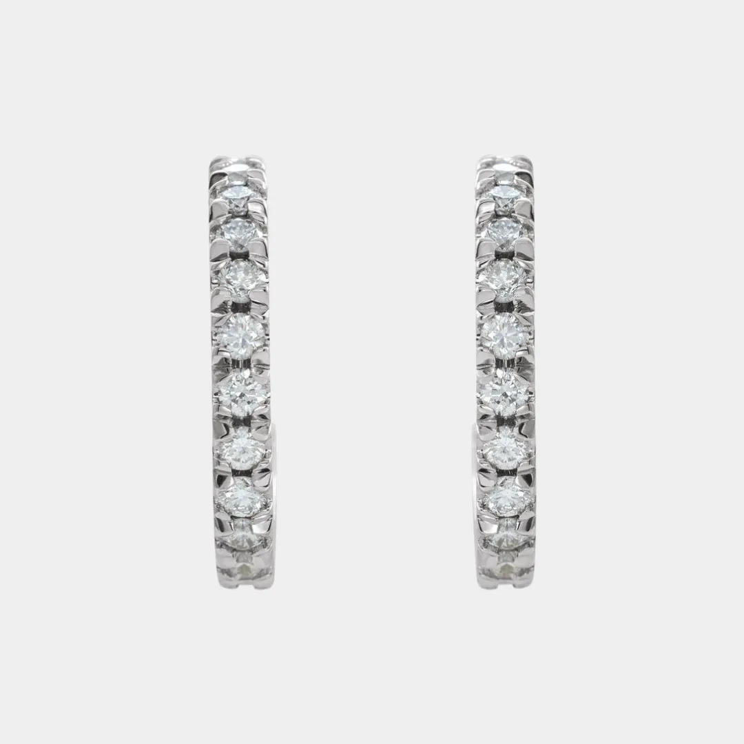 14K Diamond Hoops