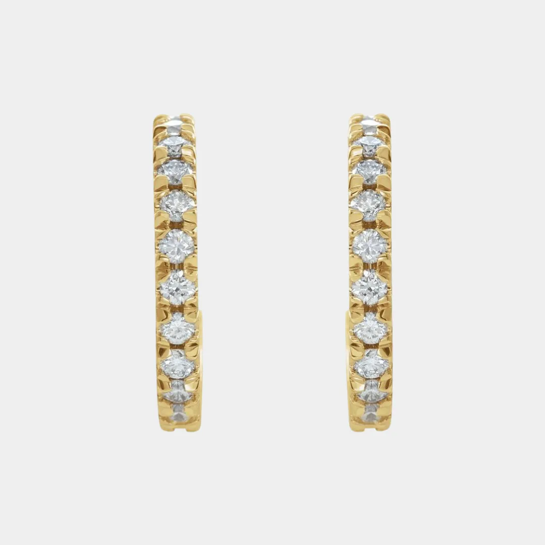 14K Diamond Hoops