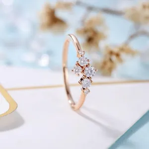 14k Rose Gold Round Cut Diamond Stackable Wedding Band