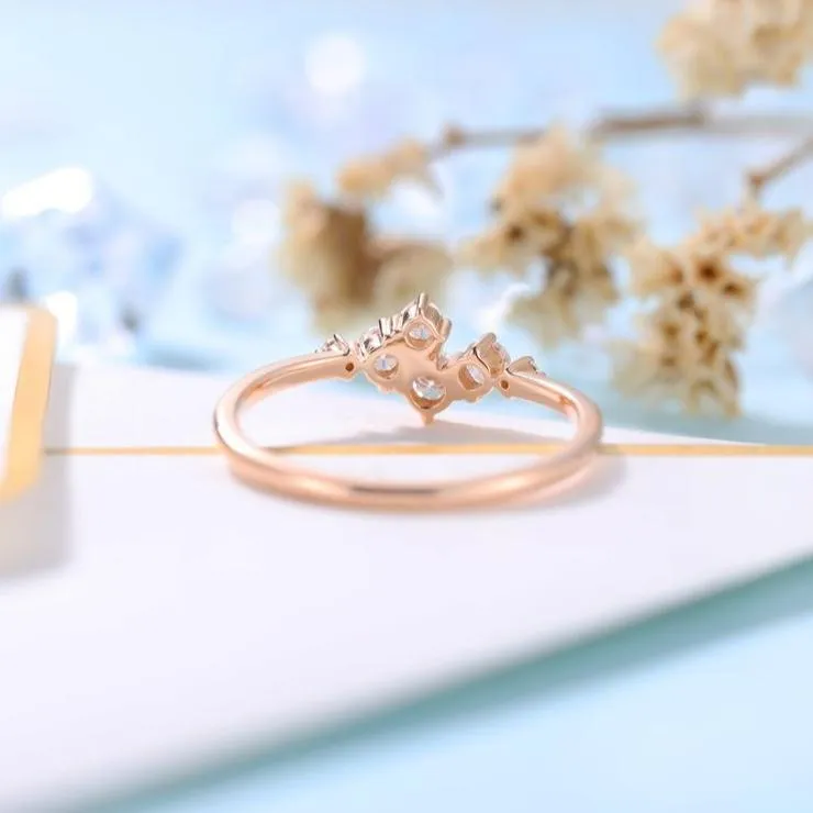 14k Rose Gold Round Cut Diamond Stackable Wedding Band