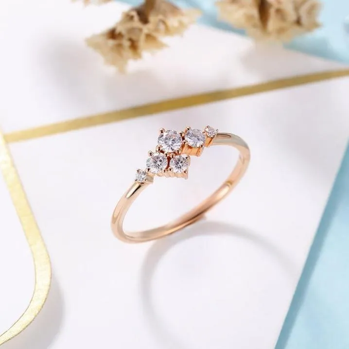 14k Rose Gold Round Cut Diamond Stackable Wedding Band