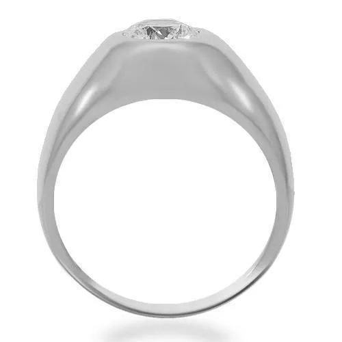 14K Solid White Gold Mens Solitaire Clarity Enhanced Diamond Ring 1.00 Ctw
