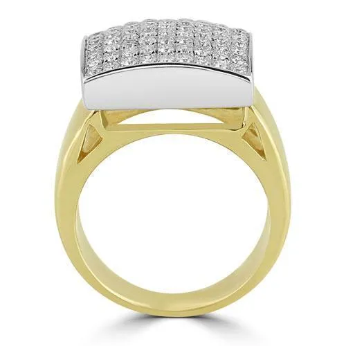 14K Solid Yellow Gold Mens Diamond Ring 1.95 Ctw