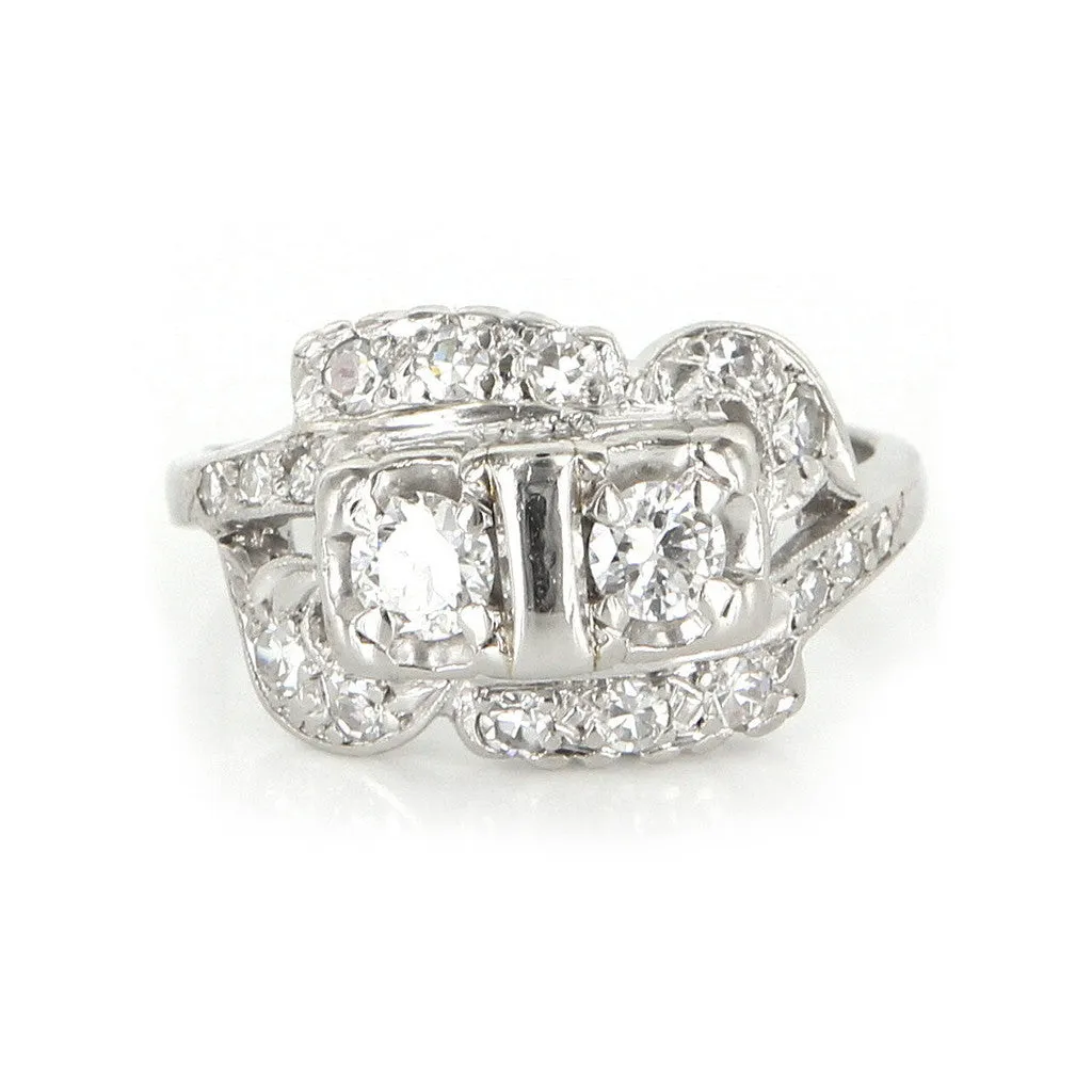14k White Gold Art Deco Ring