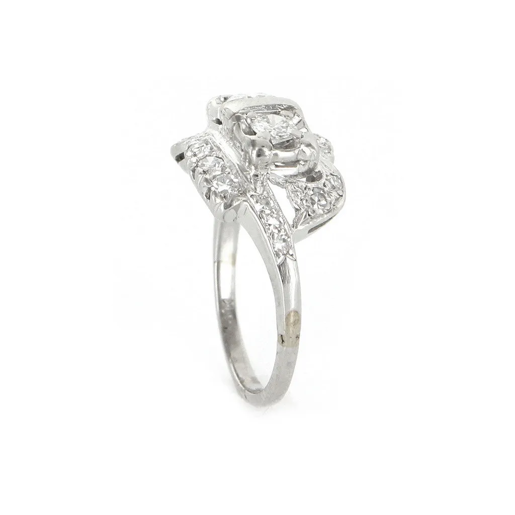 14k White Gold Art Deco Ring