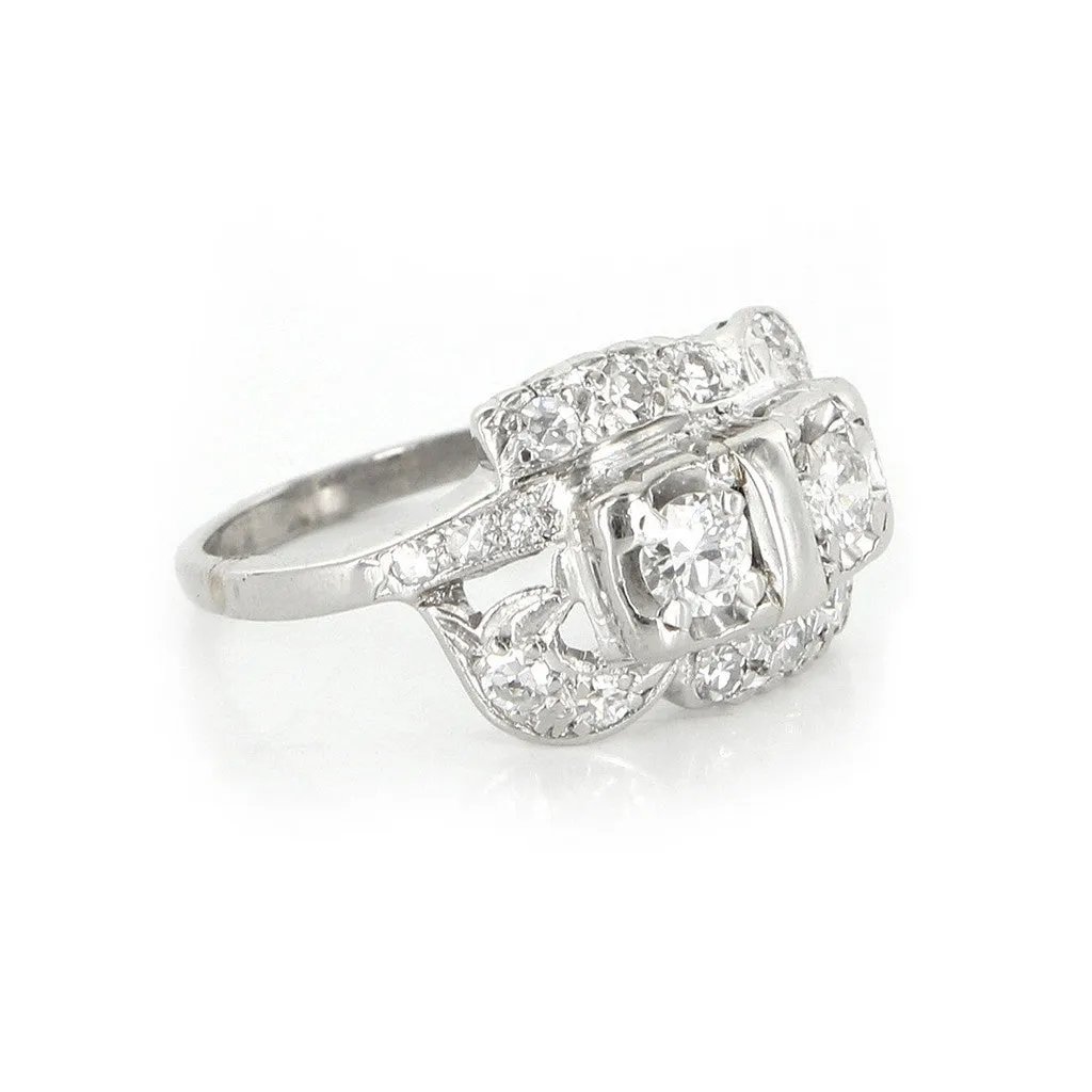 14k White Gold Art Deco Ring