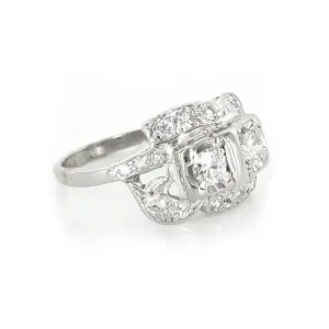 14k White Gold Art Deco Ring