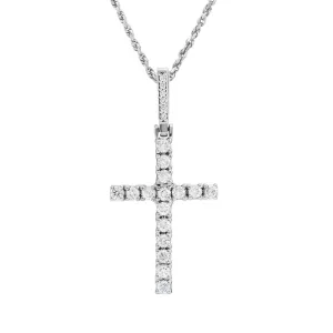 14k White Gold Diamond Cross Pendant 1.4Ctw