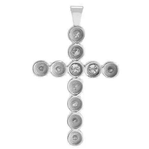 14K White Solid Gold Womens Bezel Set Diamond Cross 1.15 Ctw
