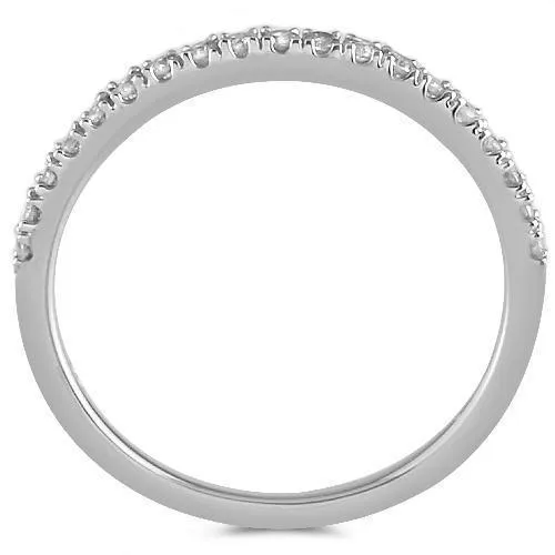 14K White Solid Gold Womens Diamond Wedding Ring Band 0.21 Ctw