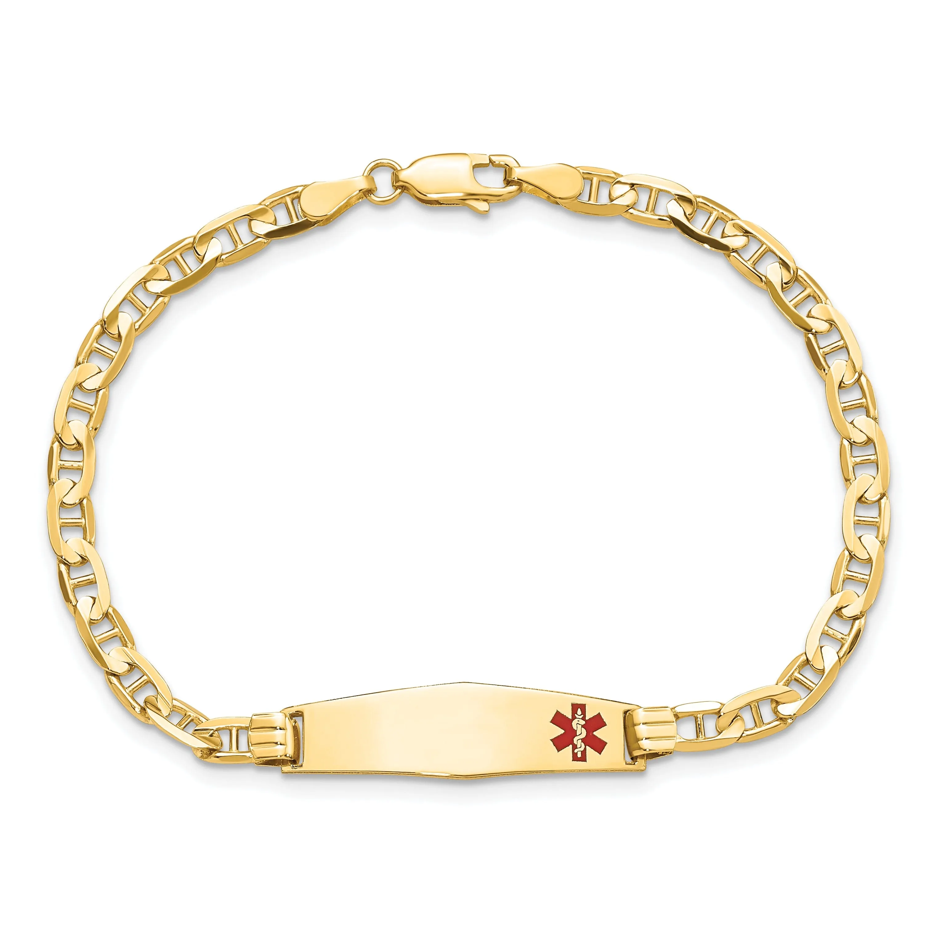 14K Yellow Gold Anchor Link Medical ID Bracelet