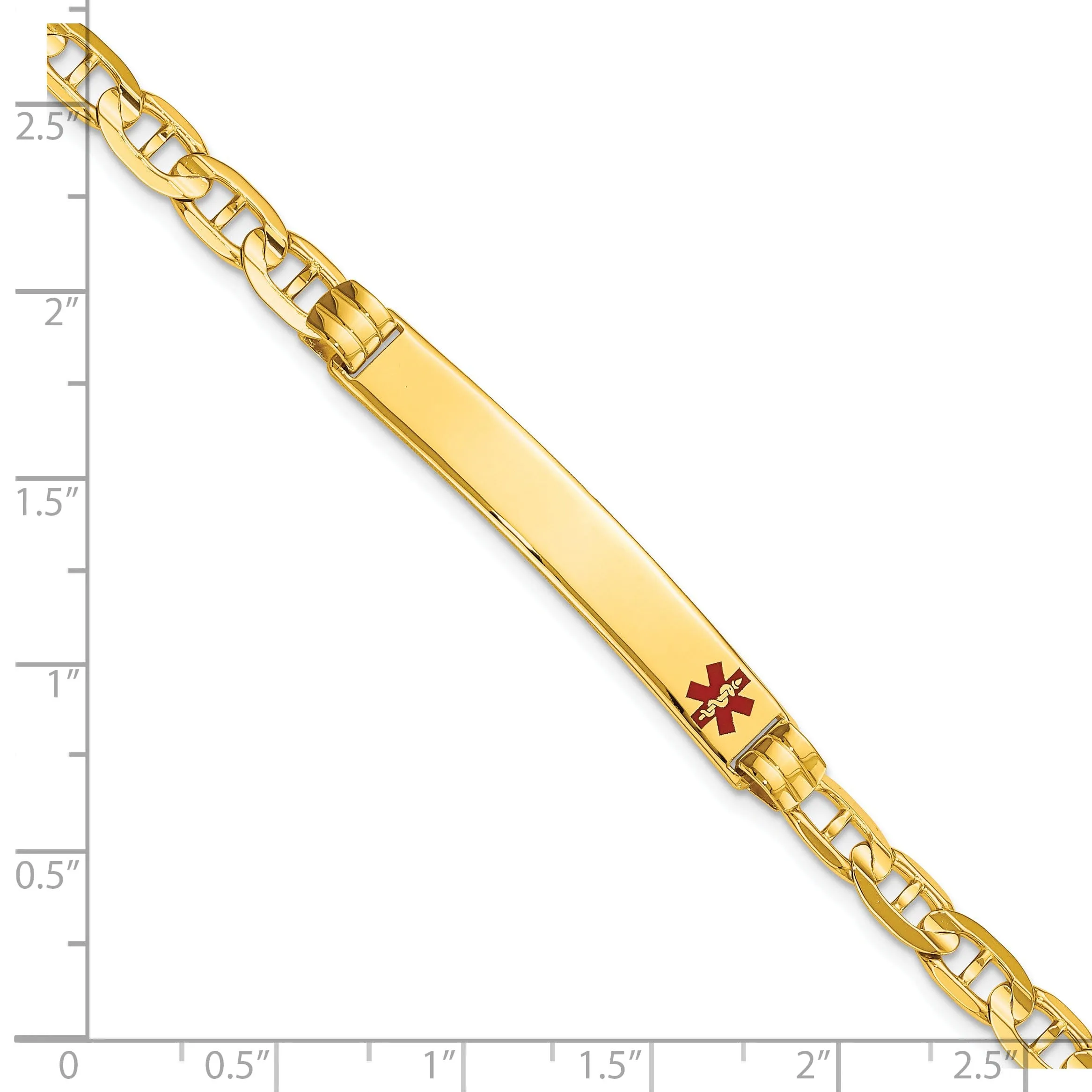 14K Yellow Gold Anchor Link Medical ID Bracelet