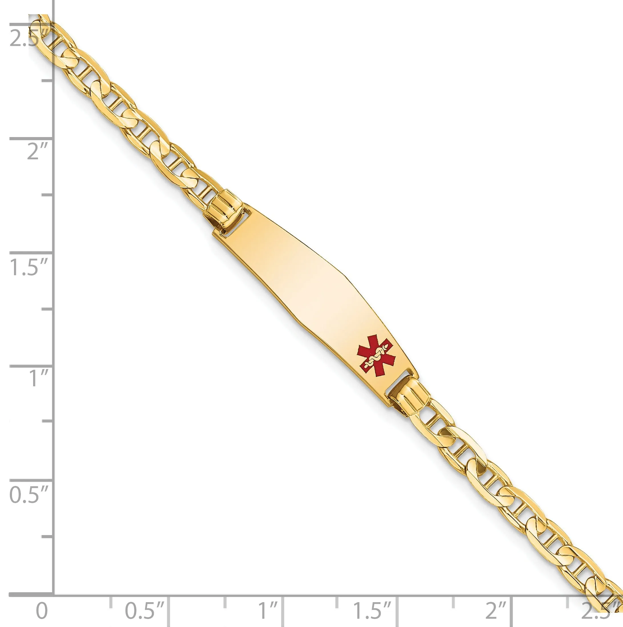 14K Yellow Gold Anchor Link Medical ID Bracelet