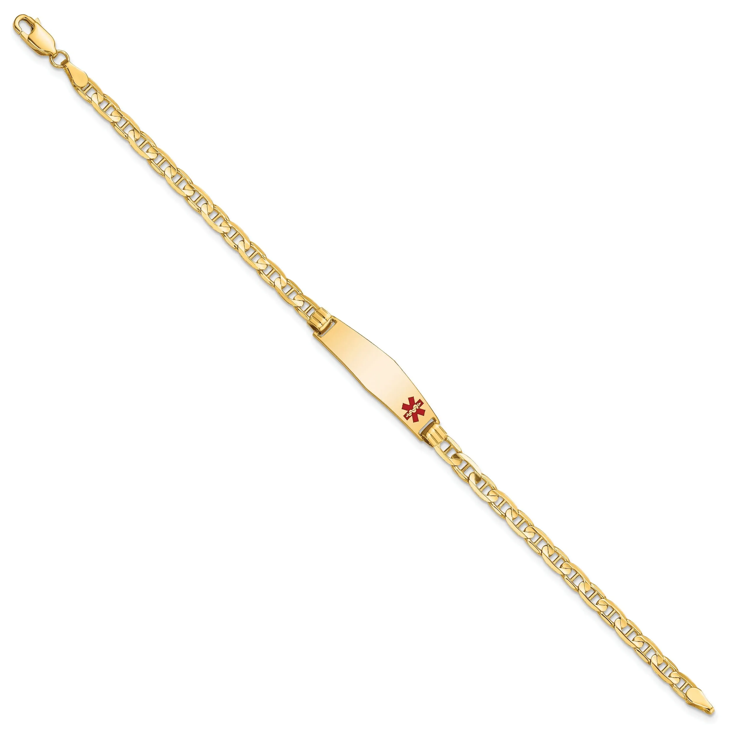14K Yellow Gold Anchor Link Medical ID Bracelet