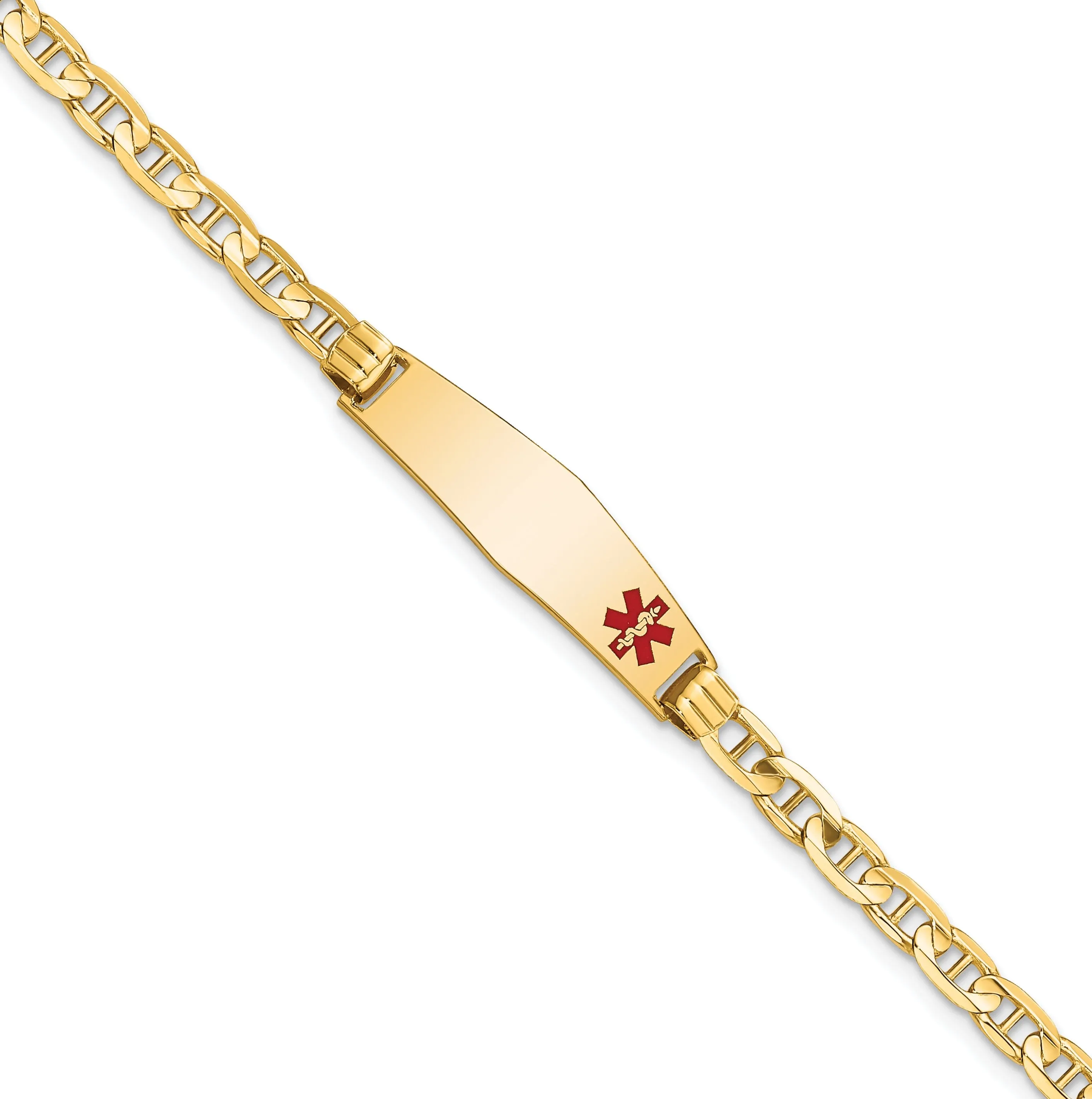 14K Yellow Gold Anchor Link Medical ID Bracelet