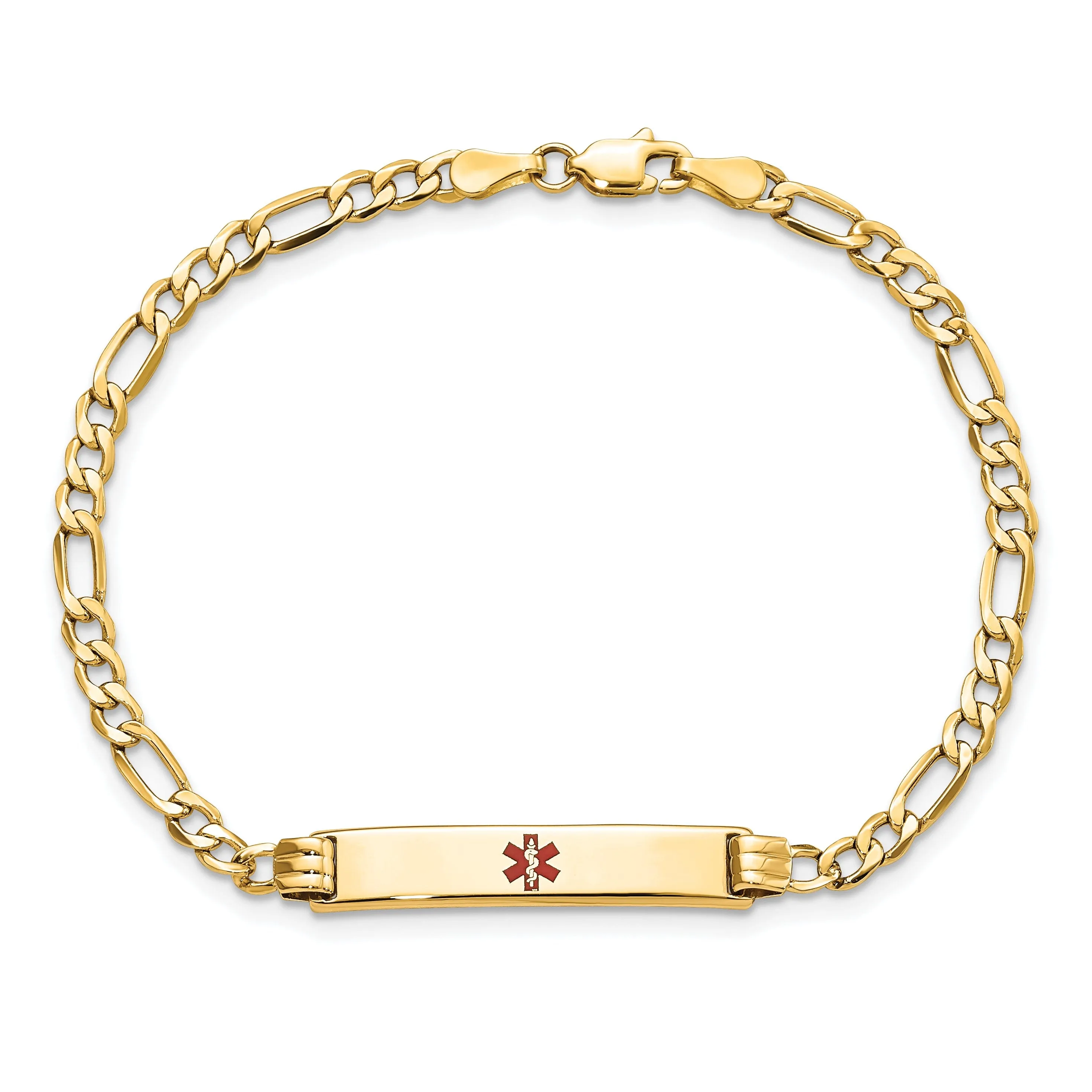 14K Yellow Gold Figaro Link Medical ID Bracelet