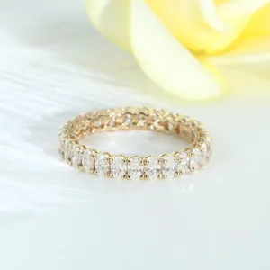 14k Yellow Gold Oval Cut Diamond Eternity Stackable Ring Band