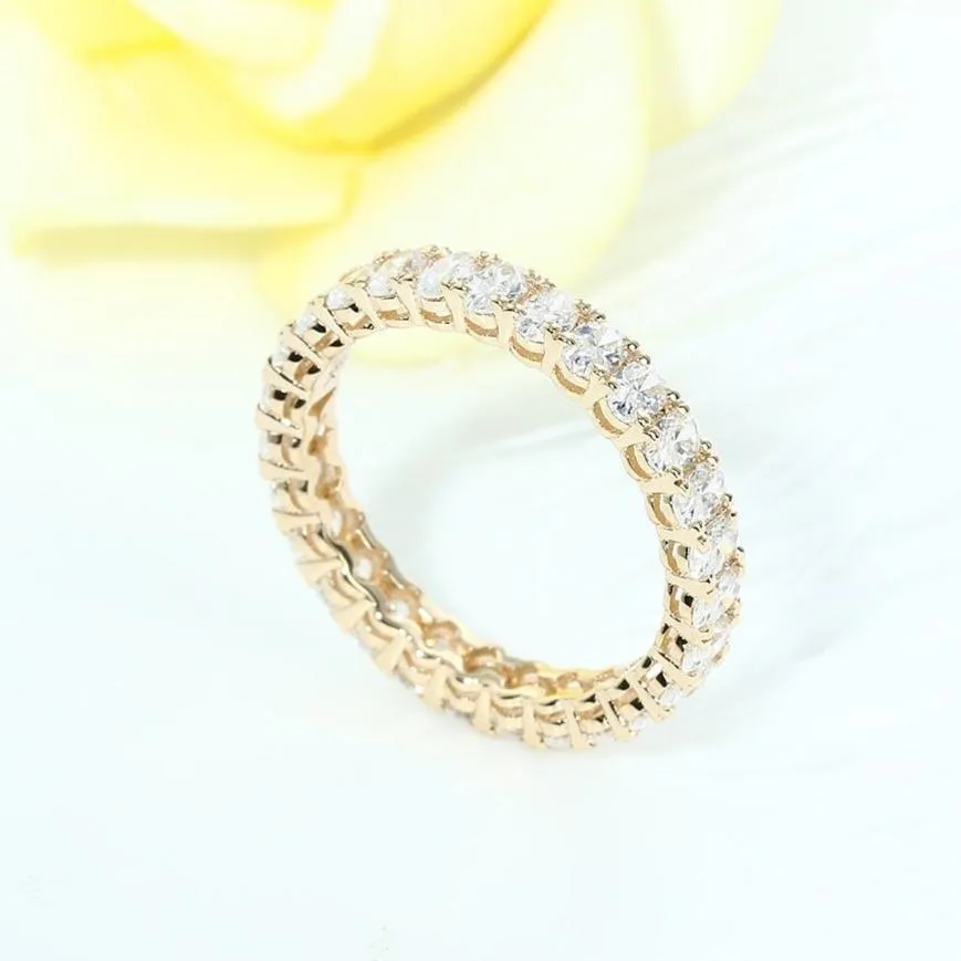14k Yellow Gold Oval Cut Diamond Eternity Stackable Ring Band