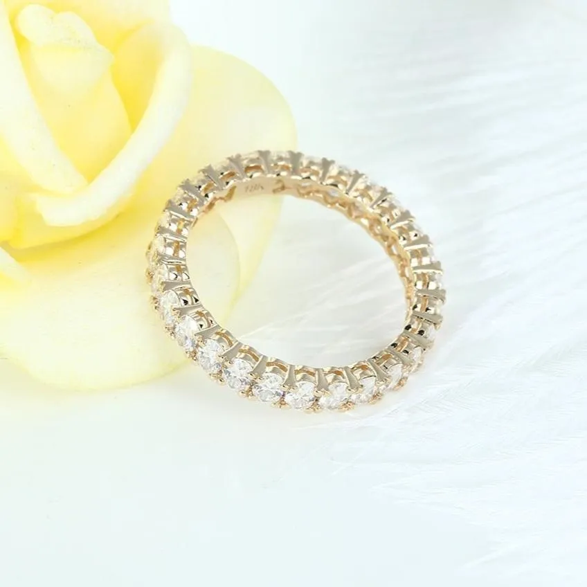 14k Yellow Gold Oval Cut Diamond Eternity Stackable Ring Band