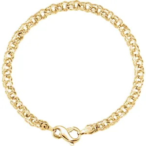 14k Yellow Gold Solid Small Charm 7" Bracelet