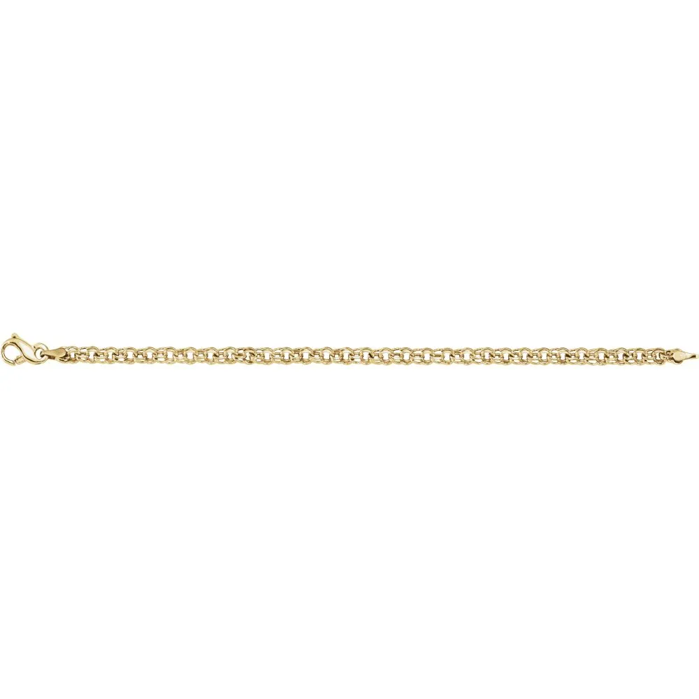 14k Yellow Gold Solid Small Charm 7" Bracelet