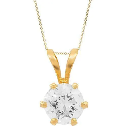 14K Yellow Solid Gold Diamond Solitaire Pendant 0.45 Ctw