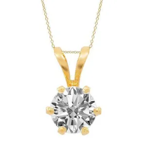 14K Yellow Solid Gold Diamond Solitaire Pendant 0.45 Ctw