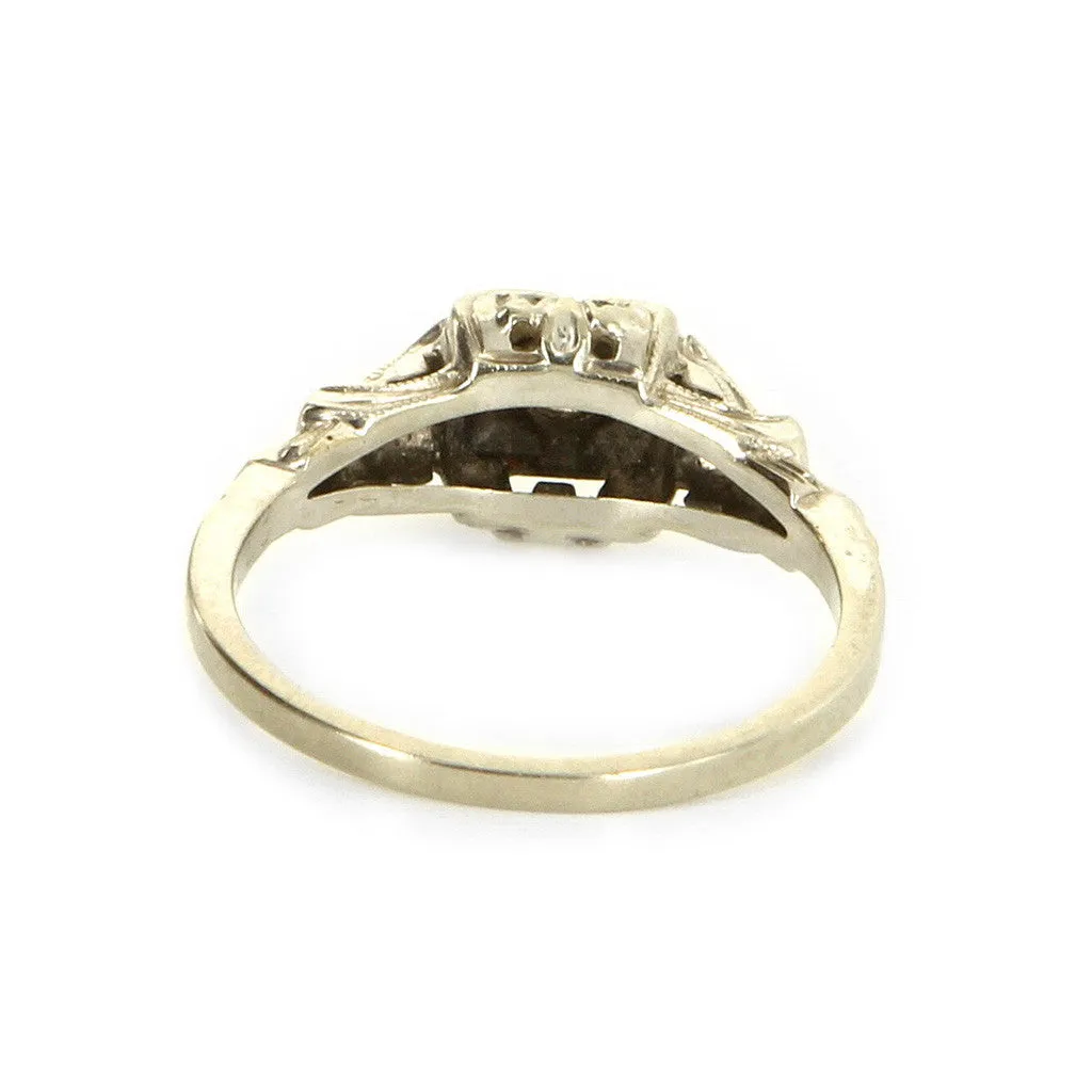18K Deco Engagement Ring