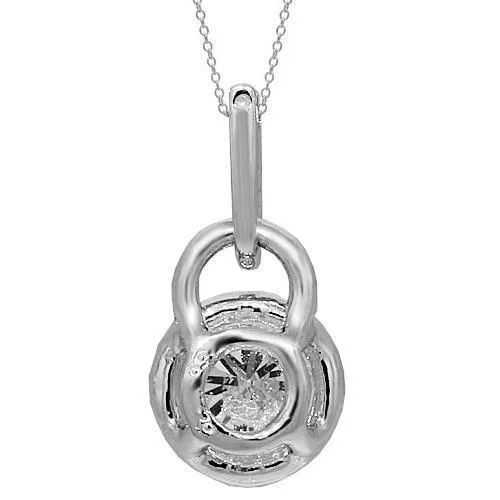 18K White Solid Gold Womens Diamond Pendant 1.36 Ctw