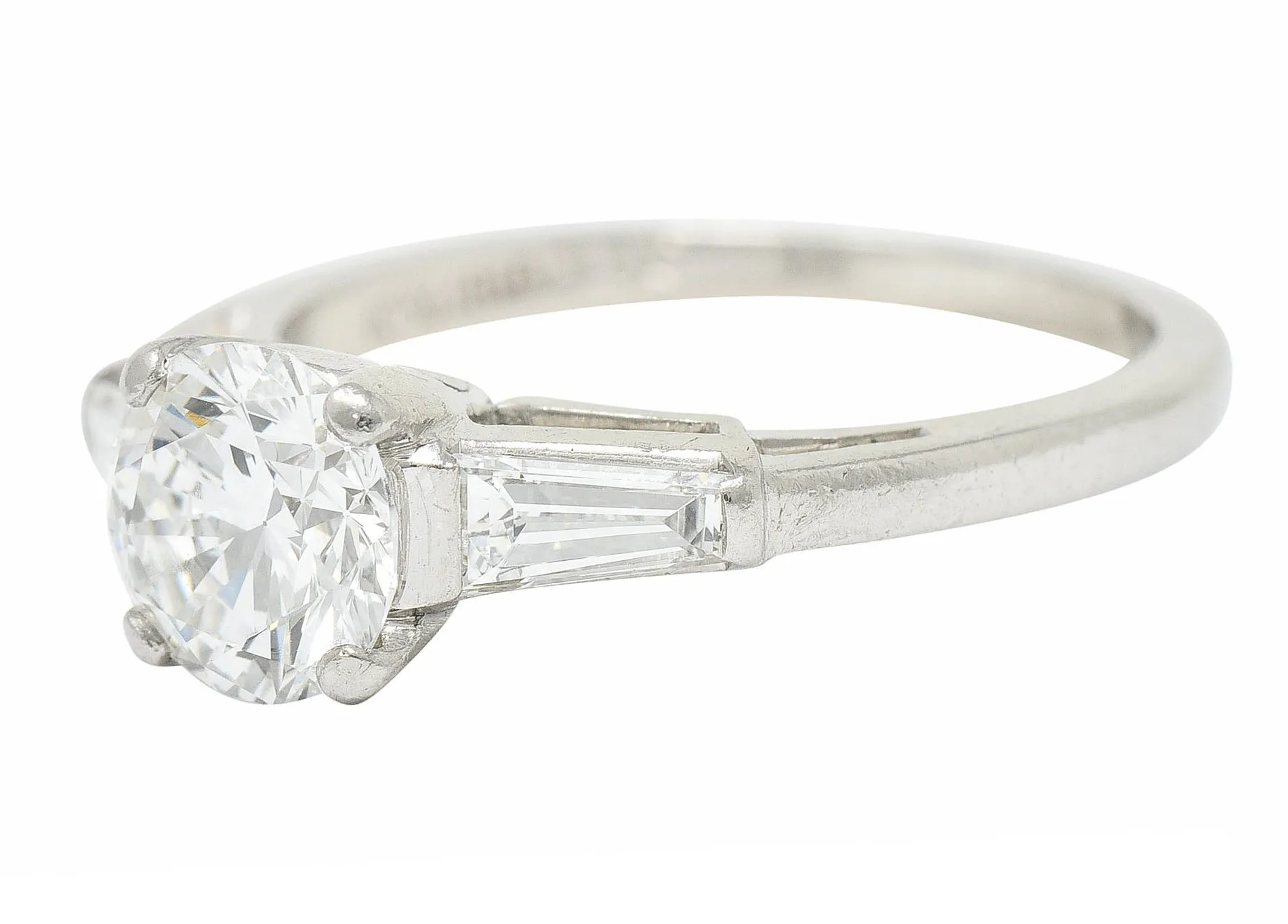 1950's Mid-Century 1.36 CTW Diamond Platinum Engagement Ring