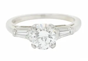 1950's Mid-Century 1.36 CTW Diamond Platinum Engagement Ring