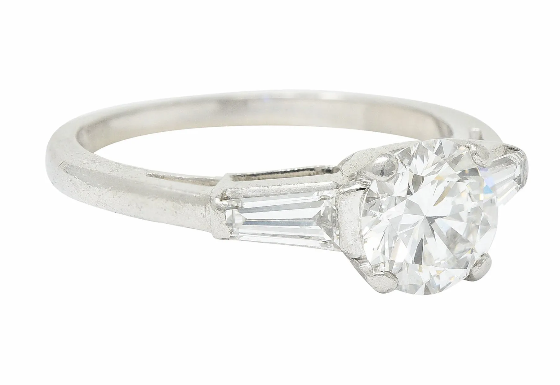 1950's Mid-Century 1.36 CTW Diamond Platinum Engagement Ring