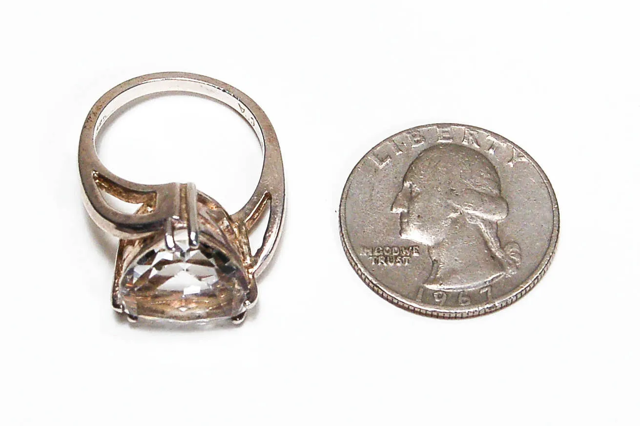 1980's Sterling Silver CZ Trillion Cut Ring